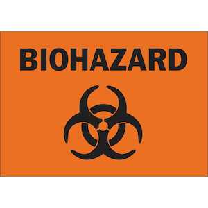 Brady Biohazard Sign, 3.5" H x 5" W, Polyester
