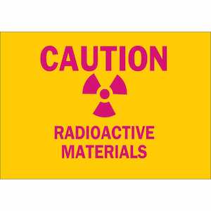 Brady CAUTION Radioactive Materials Sign, 10" H x 14" W, Polyester