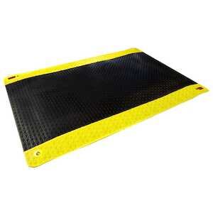 SCS Anti-Fatigue Rubber ESD Floor Mat Kit, Black/Yellow, .6'' x 2' x 3'
