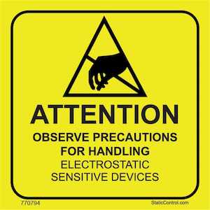 SCS Clean ESD Attention Label, 2" x 2", 500/Roll