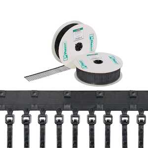 Panduit Pan-Ty Locking Ties on Reel, 4" (102 mm) L, Miniature, Heat Stabilized, Black, 5000/Reel