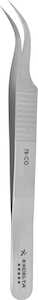 Excelta Cobaltima Tweezer, 5 Star 55° Curved Very Fine Point, Cobalt, Serrated