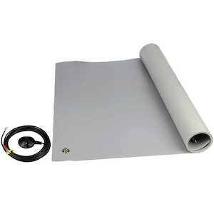 SCS 3-Layer Vinyl ESD Floor Mat Kit, Gray, .14" x 48" x 72"