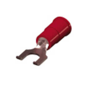 Keystone #10 Flanged Solderless Fork Terminal, Insulated, Red, .85" L