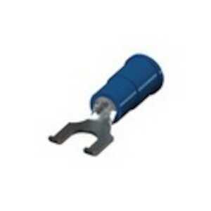 Keystone #10 Flanged Solderless Fork Terminal, Insulated, Blue, .85" L