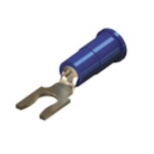 Keystone #10 Locking Narrow Solderless Fork Terminal, Insulated, Blue, .88" L