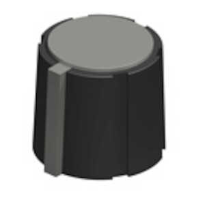 Keystone Two-Shot Instrument Knob, .61" Dia., Black/Gray