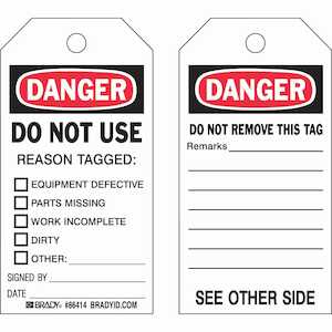 Brady Accident Prevention Tag: DANGER: Do Not Use Reason Tagged, Polyester, 5.75 x 3, 10/Pack