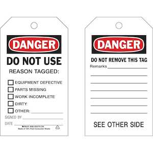 Brady Accident Prevention Tag: DANGER: Do Not Use Reason Tagged, Polyester, 7 x 4, 10/Pack