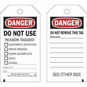 Brady Accident Prevention Tag: DANGER: Do Not Use Reason Tagged, 100/Pack