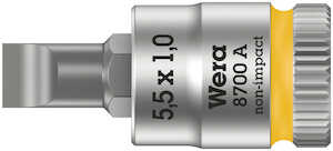 Wera Tools 8700 A FL Slotted Screws Zyklop Bit Socket, 1/4" Drive, 0.8 x 5.5 x 28 mm