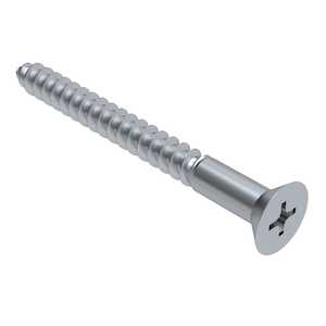 10-9 Wood Screw Type 17, Flat Head, Phillips Drive, 3" L, Steel, Zinc Plating