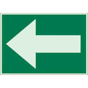 Brady Glow-in-the-Dark Left Arrow Sign, 7" H x 10" W
