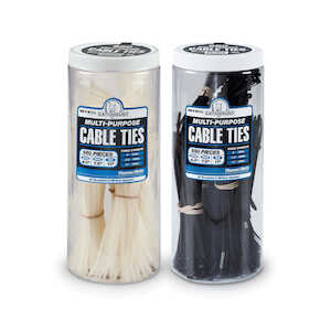 Catamount Cable Tie Assortment Jar, 300 4", 300 7.5", 50 11.1" Natural All-Nylon