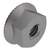 1/2" - 13 Serrated Flange Locknut, 3/4" W, 7/16" H, Stainless Steel
