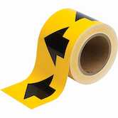 Brady Pipe Marker Tape with Arrows, Vinyl, Black on Yellow, 4" x 30 Yd