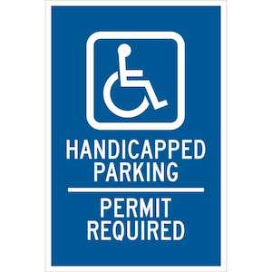 Brady Handicapped Parking Permit Required Sign, 18" H x 12" W, Aluminum