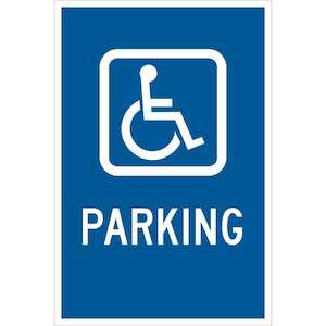 Brady Handicapped Parking Sign, 18" H x 12" W, Aluminum