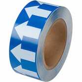 Brady Pipe Marker Tape with Arrows, Vinyl, White on Blue, 2" x 30 Yd