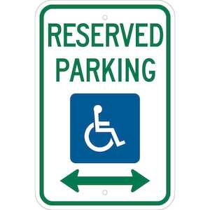 Brady Reserved Handicap Parking Sign, 18" H x 12" W, Aluminum, Dual Arrow