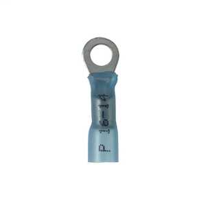 Raychem Ring Terminal, Heat Shrink, 16-14 AWG, #10 Stud, Blue, 1000/Box