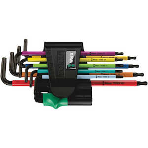 Wera Tools 967/9 TX BO Multicolour 1 L-Key Set for Tamper-proof TORX Screws, BlackLaser, 9 Pieces