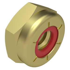 Esna 1/2" - 20 Brass, Hex Nylon Locknut, Plain Finish