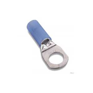 Sta-Kon Nylon Insulated Large Ring Terminal, Length 1.55", Width .49", Bolt Hole #10, Wire Range 6AN, Blue, Copper, Tin Plate, 200 Pack, MS25036-119