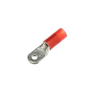 Sta-Kon Nylon Insulated Large Ring Terminal, Length 1.40", Width .41", Bolt Hole #10, Wire Range 8AN, Red, Copper, Tin Plate, 200 Pack, MS25036-115
