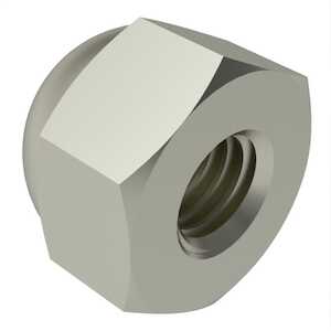 1/4" - 20 Extra Low Crown Acorn Capnut, 7/16" W X 15/32" H, Steel, Nickel.