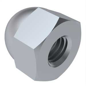 1/2" - 13 Low Crown Acorn Capnut, 7/16" W X 15/32" H, Steel, Zinc Clear Trivalent, Commercial.