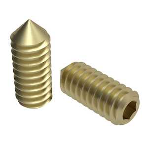1/2"-20 X 1-1/4" L, Cone Point, Headless Socket Set Screw, Hex Drive, Alloy Steel, Cadmium.