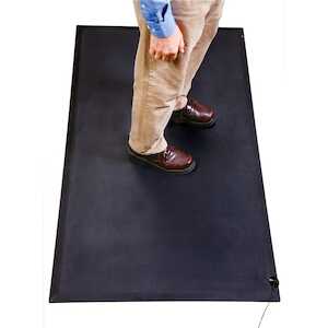 SCS Anti-Fatigue Rubber ESD Floor Mat with 15' Ground Cord, Black, .6" x 3' x 5'