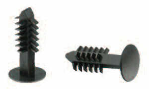 Heyco Barbed Rivet, .157" Mounting Hole Dia, .34" L, Nylon, Black