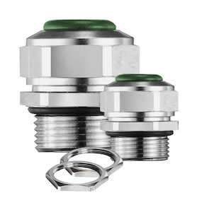 Heyco High Temperature Straight Thru Liquid Tight Cord Grip, M10 x 1.5 Thread, .787" L, Brass, Nickel