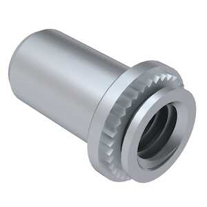 Captive Fastener Blind Press Nut, 1/4-20 x 1, Steel, Zinc Clear
