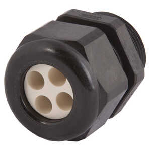 Sealcon Multi Hole Liquid Tight Cord Grip, 1" NPT Thread, 9 mm Conductor Size, Nylon, Black