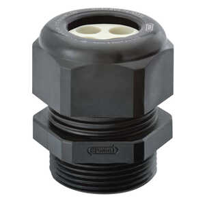 Sealcon Multi Hole Liquid Tight Cord Grip, 1" NPT Thread, Solid Plug, Nylon, Black