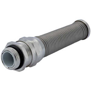 Sealcon Pigtail Liquid Tight Cord Grip, 1/2" NPT Thread, 5 - 9 mm Cable Size, Brass, Nickel W/ Buna-N Insert