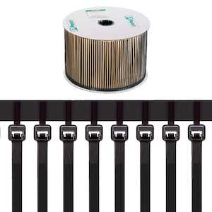 Panduit Pan-Ty Locking Ties on Reel, 11.3" (287 mm) L, Standard, Heat Stabilized Nylon, Black, 2500/Reel