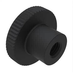 M3 Knurled Thumb Nut. 12 mm W X 7.5 mm H, Steel, Black Oxide. Specification - DIN466