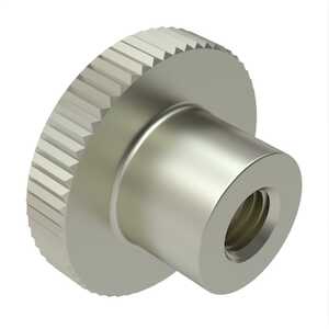 M6 Knurled Thumb Nut. 24mm W X 15 mm H, Brass, Nickel. Specification - DIN466