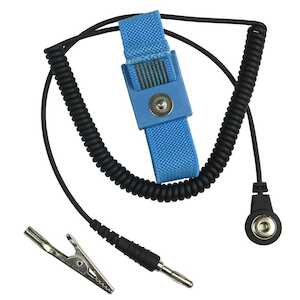 SCS Single-Wire Adjustable Fabric Wrist Strap, Blue, with 6' Ground Cord