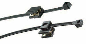Heyco Edge Clip & Pre-Assembled Parallel Cable Tie, Side Mount, .12" Panel Thickness, Nylon, Black