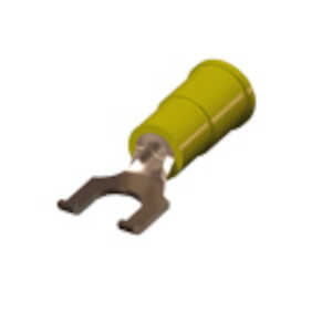 Keystone #10 Flanged Solderless Fork Terminal, Insulated, Yellow, 1.03" L
