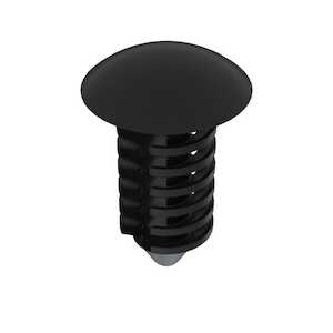 Essentra Barbed Rivet, .118" Mounting Hole Dia, .728" L, Nylon, Black, 1000/Pack
