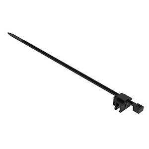 Richco Cable Tie Edge Clip Assembled, Bi-Directional Tie Entry, Top Mount, .594" H, Nylon, Black, 100/Pack