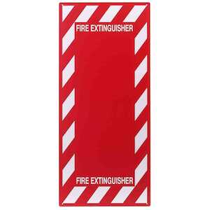Brady Fire Extinguisher Backplate, White on Red