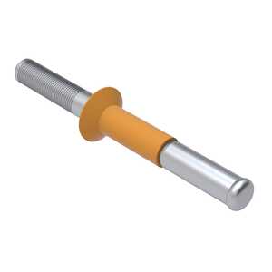 1/8" Nominal Dia, 100 Degree Countersunk, Self-Plugging Blind Rivet, Serrated Stem, Aluminum Alloy, Finish Optional, Orange Sleeve, Grip Range .063" - .125"