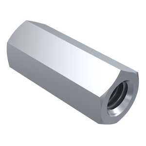 1/2" Hex Brass Female Standoff, 1/4" - 20, 5/8" L, Zinc Clear Chromate